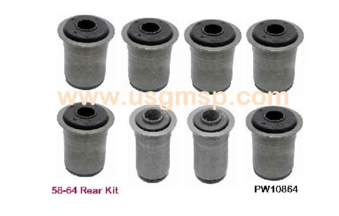 Control Arm Bush Set: REAR 58-64  (8 or 6 bushes) - RUBBER